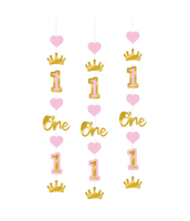 Hangdecoratie 1ste verjaardag meisje 3 stuks