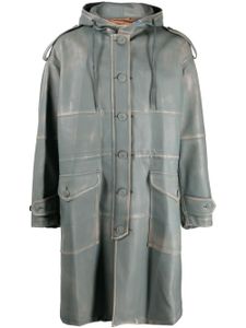 Maison MIHARA YASUHIRO manteau en cuir artificiel à capuche - Bleu