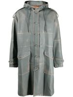 Maison MIHARA YASUHIRO manteau en cuir artificiel à capuche - Bleu - thumbnail