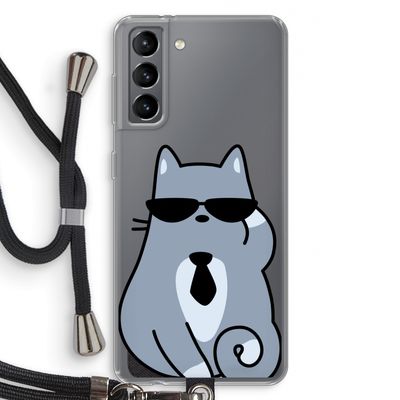 Cool cat: Samsung Galaxy S21 Transparant Hoesje met koord