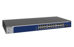 NETGEAR XS724EM Managed L2 10G Ethernet (100/1000/10000) 1U Blauw, Grijs