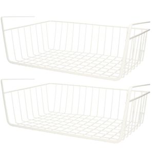 Urban Living Kastmandje - 4x - opberg/hang mandjes - rvs - wit - 40 x 25 x 14 cm