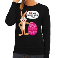 Pasen sweater zwart Ei wil always love you voor dames 2XL  -