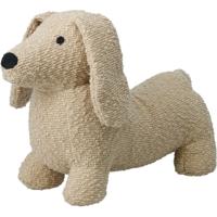 Deurstopper - Teckel hondje - beige - polyester - 34 x 20 cm - dieren - kinderkamer
