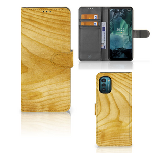 Nokia G11 | G21 Book Style Case Licht Hout