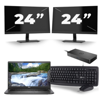 Dell Latitude 7400 - Intel Core i7-8e Generatie - 14 inch - 16GB RAM - 256GB SSD - Windows 11 + 2x 24 inch Monitor