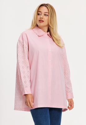 YOEK Blouse BRODERIE STRIPES | Roze | Maat 54/56 YOEK Blouse BRODERIE STRIPES | Roze | Maat 54/56