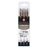 Sakura pigma micron 05 fineliner set, 3 pennen, zwartgrijs