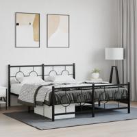 Bedframe met hoofd- en voeteneinde metaal zwart 150x200 cm