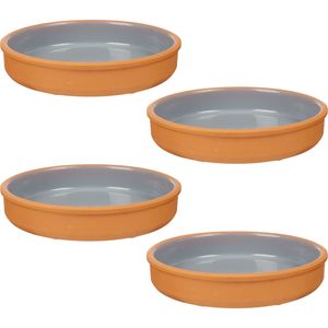 4x stuks tapas/hapjes serveren/oven schaal terracotta/grijs 23 x 4 cm