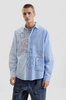 Geborduurde lange mouwen overhemd - BLUE - XL