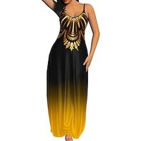 Dames Schede jurk Maxi-jurk Zwart Regenboog Mouwloos Kleurenblok Blote rug Koude schouder Herfst Zomer Spaghettibandjes Stijlvol Modern 2022 S M L XL XXL miniinthebox - thumbnail