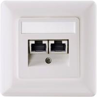 Setec 501286 Netwerkdoos Inbouw (in muur) Inzet met centraalstuk en frame CAT 5e 2 poorten Parel-wit