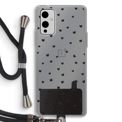 Kleine kattenkopjes: OnePlus 9 Transparant Hoesje met koord