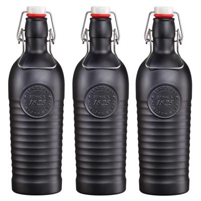 Bormioli Rocco beugelfles/weckfles - 3x - zwart - met beugeldop - 1200 ml