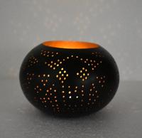 oosterse waxinehouder filigrain - ufo zwart/goud