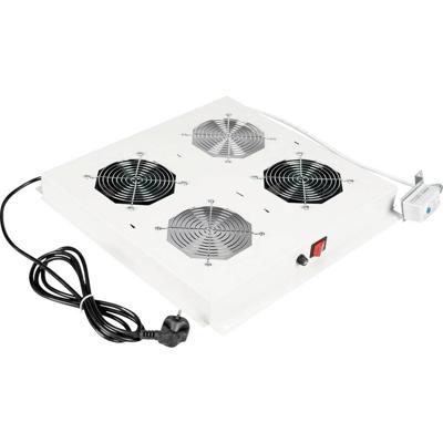 ROLINE 19-inch dakventilatie unit met 2 ventilatoren, thermostaat, grijs