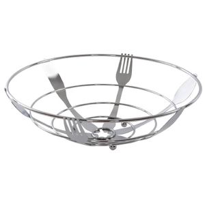 Metalen fruitschaal/fruitmand bestek zilver rond 26 cm