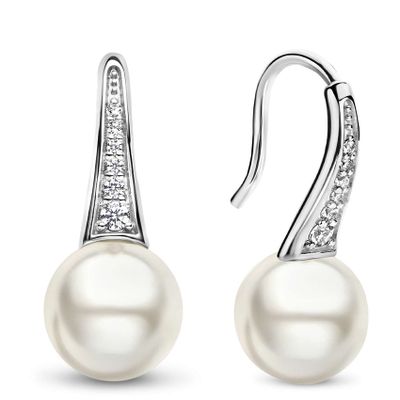 TI SENTO-Milano 7938PW Oorhangers zilver-kristalparel-zirconia zilverkleurig-wit 8 x 20 mm