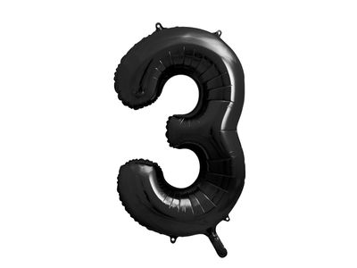 Folieballon Cijfer 3 Zwart (86cm)