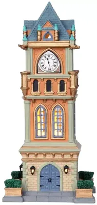 Lemax municipal clock tower verlicht kersthuisje Caddington Village 2010