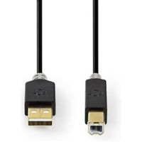 USB-Kabel | USB 2.0 | USB-A Male | USB-B Male | 480 Mbps | Verguld | 1.0 m | Rond | PVC | Antraciet