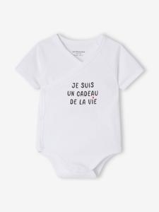 Body met korte mouwen en opschrift wit