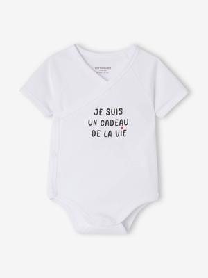 Body met korte mouwen en opschrift wit