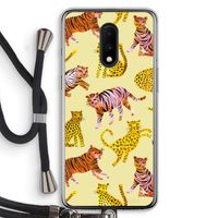 Cute Tigers and Leopards: OnePlus 7 Transparant Hoesje met koord