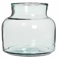 Transparante lage melkbus vaas/vazen van glas 20 x 21 cm   -