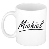 Naam cadeau mok / beker Michiel met sierlijke letters 300 ml Naam cadeau mok / beker Michiel met sierlijke letters 300 ml