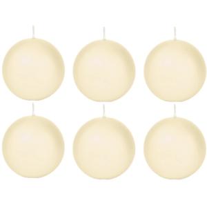 Trend Candles Bolkaars glad - 6x - cremewit - 7 cm - 16 branduren - ronde kaarsen