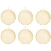 Trend Candles Bolkaars glad - 6x - cremewit - 7 cm - 16 branduren - ronde kaarsen