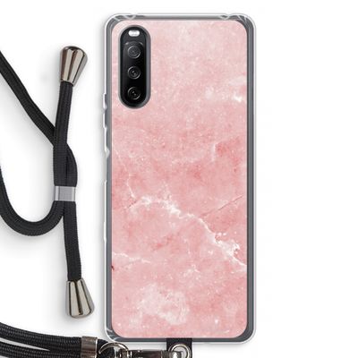 Roze marmer: Sony Sony Xperia 10 III Transparant Hoesje met koord