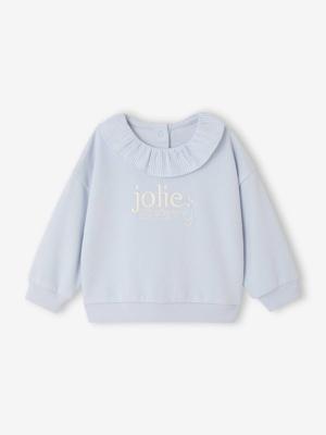 Meisjes sweater met kraag lichtblauw