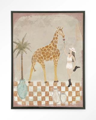 Urban Cotton Wandkleed 'Feeding Rose' 80 x 110cm in Floating Frame - black