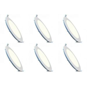 LED Downlight Slim 6 Pack - Inbouw Rond 3W - Dimbaar - Natuurlijk Wit 4200K - Mat Wit Aluminium - Ø83mm