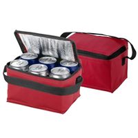 3x stuks mini koeltas rood/zwart 20 cm voor 6/sixpack blikjes 3,5 liter - thumbnail