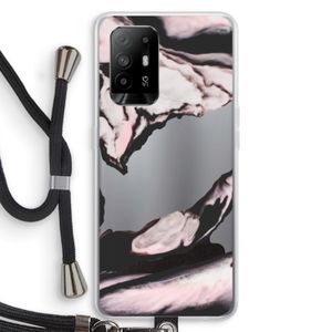 Roze stroom: Oppo A94 5G Transparant Hoesje met koord