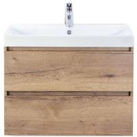 Maxx XL Badmeubelset 80 cm - Natuur Eiken - Wastafel Just 1 Kraangat