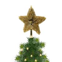 Kerstboom piek glitters goud 23 cm