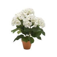 Kunstplant Hortensia wit in ronde terracotta pot 40 cm    -