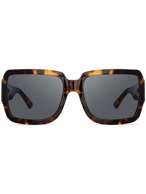 Linda Farrow lunettes de soleil carrées à effet écailles de tortue - Marron