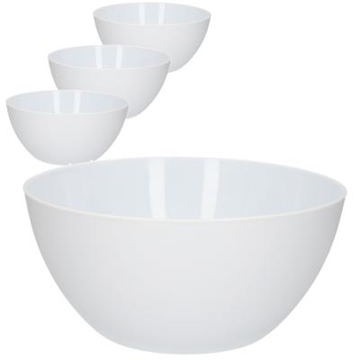 Plasticforte Serveerschaal - 4x - D25xH12 cm - kunststof - wit - saladeschaal Plasticforte Serveerschaal - 4x - D25xH12 cm - kunststof - wit - saladeschaal