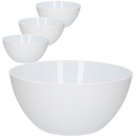 Plasticforte Serveerschaal - 4x - D25xH12 cm - kunststof - wit - saladeschaal