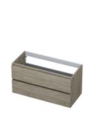 Onderkast INK 2 laden greeploos met houten keerlijst 100 cm x 45 cm x 52 cm Greige eiken 1257149 Onderkast INK 2 laden greeploos met houten keerlijst 100 cm x 45 cm x 52 cm Greige eiken 1257149