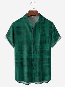 Geometric Plaid Chest Pocket Short Sleeve Casual Shirt