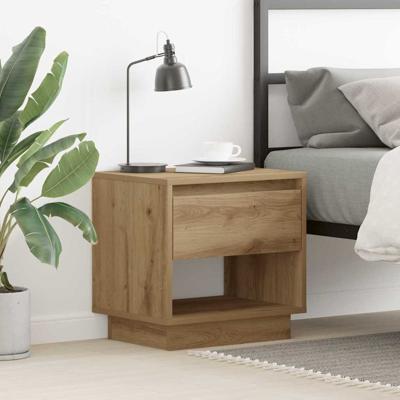 Nachtkast artisanaal eikenkleurig 45 x 34 x 44 cm Bewerkt hout