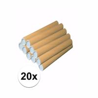 Poster koker van karton - 20x - 330 x 40 mm - Bruin - Verzendkokers - Voor A4 formaat papier