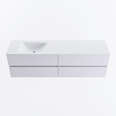 MONDIAZ VICA 170cm badmeubel onderkast Cale 4 lades. Wastafel CLOUD links zonder kraangat, kleur Talc.